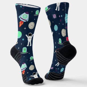 Astronauten Planeten Raketen und Aliens Socken