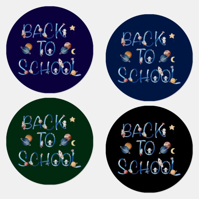 Astronauten Planets Space, zurück zur Schule Etiketten (Gruppe)