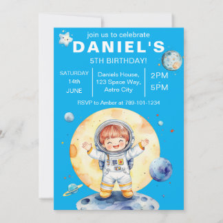 Astronauten Raumfahrt-Themed Custom Birthday Party Einladung