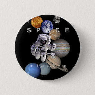Astronauten-Raumfahrtmission-Sonnensystemplaneten Button