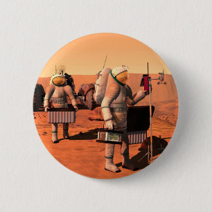 Astronauten richten Wetterausrüstung auf Mars ein. Button