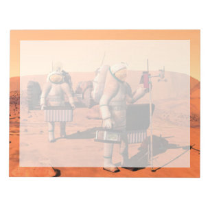Astronauten richten Wetterausrüstung auf Mars ein. Notizblock