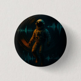 Astronauten schweben in Glitchwave Art und Weise Button