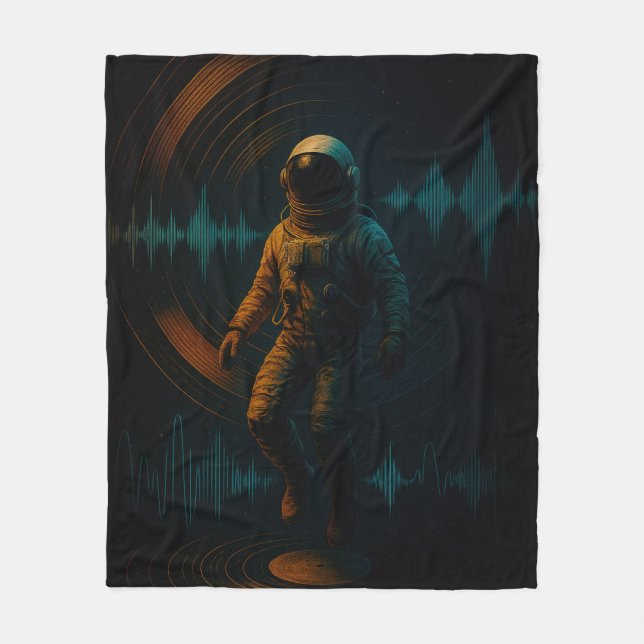 Astronauten schweben in Glitchwave Art und Weise Fleecedecke (Vorderseite)