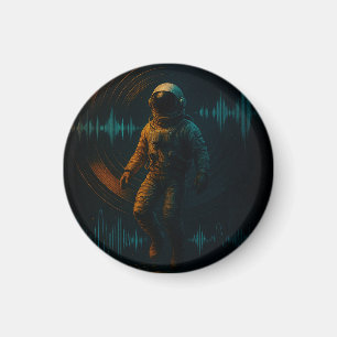 Astronauten schweben in Glitchwave Art und Weise Magnet
