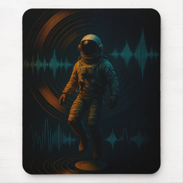 Astronauten schweben in Glitchwave Art und Weise Mousepad (Vorne)