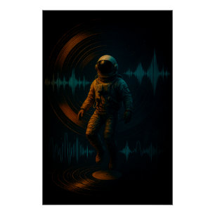 Astronauten schweben in Glitchwave Art und Weise Poster