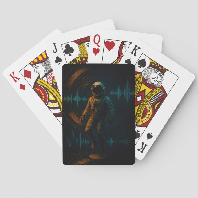 Astronauten schweben in Glitchwave Art und Weise Spielkarten (Rückseite)