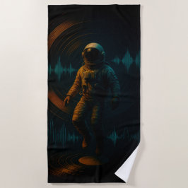 Astronauten schweben in Glitchwave Art und Weise Strandtuch