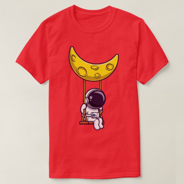Astronauten schwingen auf dem Cartoon T-Shirt (Design vorne)