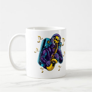 Astronauten-Shirt Totenkopf Saxophon spielend im W Kaffeetasse