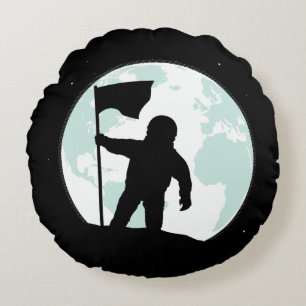 Astronauten-Silhouette Rundes Kissen
