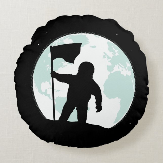Astronauten-Silhouette Rundes Kissen (Vorderseite)