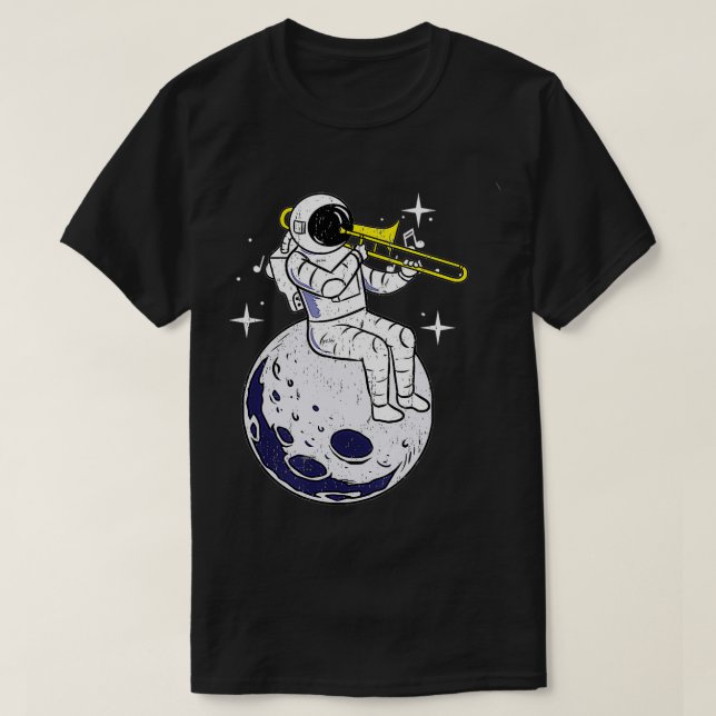 Astronauten spielen Trombone Vintag T-Shirt (Design vorne)