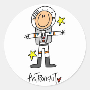 Astronauten-Stickfigure T-Shirts und Geschenke Runder Aufkleber