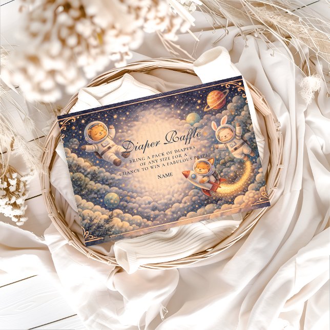 Astronauten Tiere Weltraum Windel Verlosung Begleitkarte (Von Creator hochgeladen)