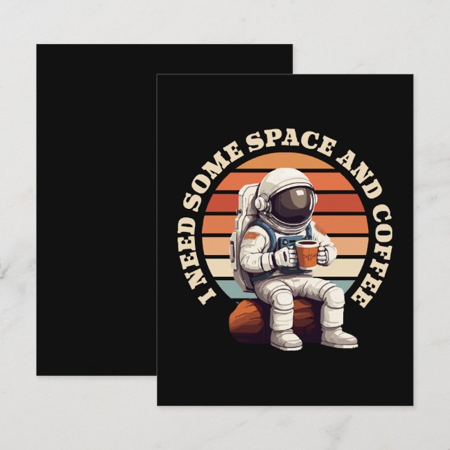 Astronauten trinken Kaffee Begleitkarte (Vorne/Hinten)