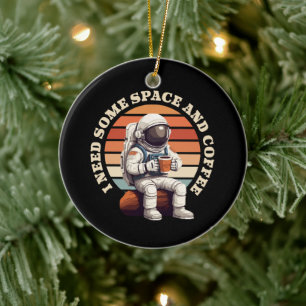 Astronauten trinken Kaffee Keramik Ornament