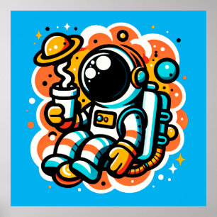 Astronauten trinken Kaffee - Koffein im Weltraum Poster