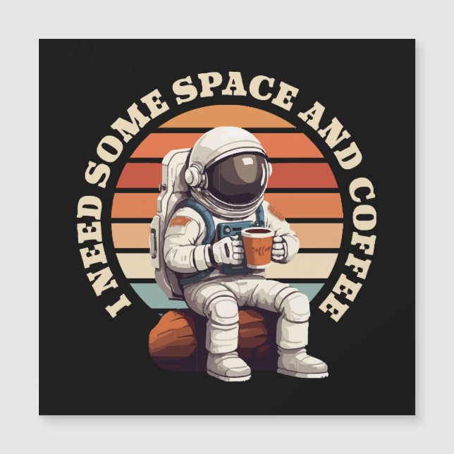 Astronauten trinken Kaffee Magnetkarte (Vorderseite)