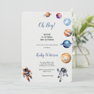 ASTRONAUTEN UND PLANETEN BABYSHOWER EINLADUNG