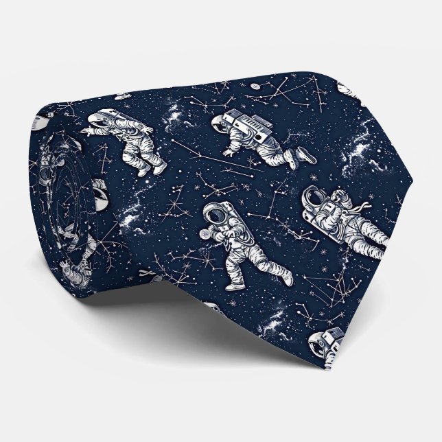 Astronauten unter den Sternen und Zodiakern Krawatte (Gerollt)