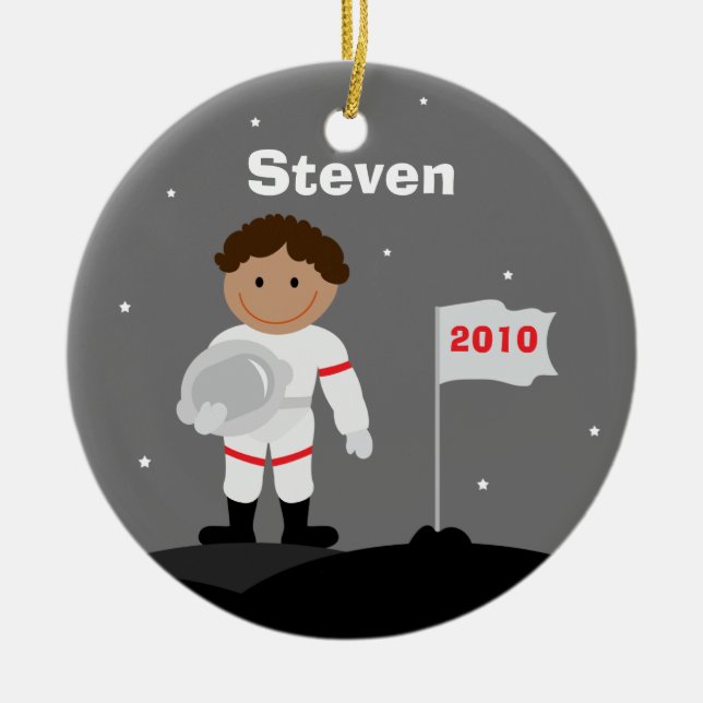 Astronauten-Weihnachtsverzierung Keramikornament (Vorne)