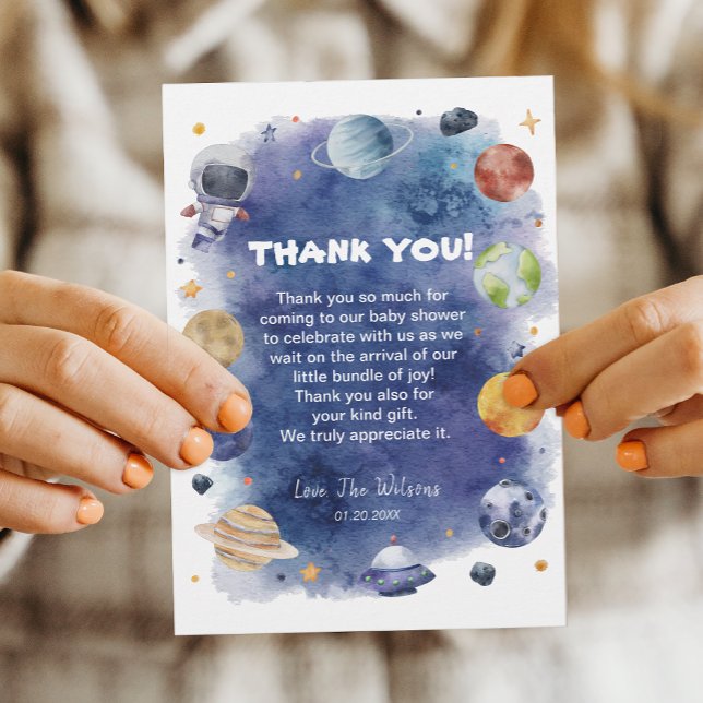 Astronauten-Weltraum-Babydusche Danke Karte (Astronaut Outer Space Baby Shower Thank You Card)