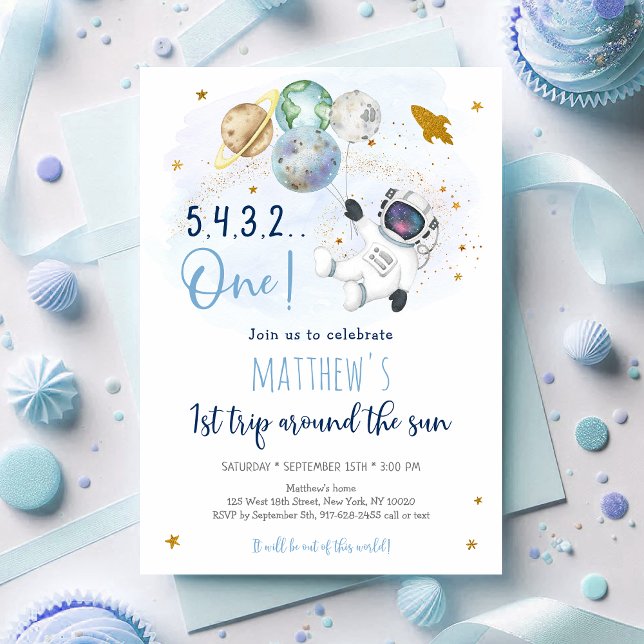 Astronauten Weltraum erste Reise um die Sonne zum  Einladung (Von Creator hochgeladen)