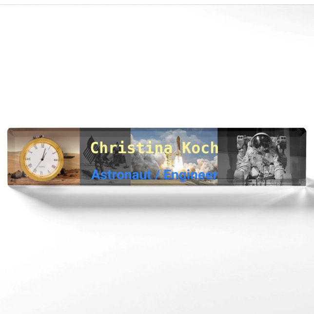 Astronauten Weltraumforschung Gray Thema Custom Namensplakette (Vorderseite)