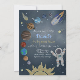 Astronauten Weltraumplaneten Einladung zum Geburts
