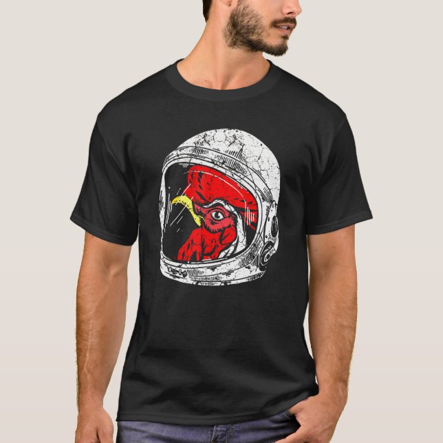 Astronauten Weltraumroster Hühnertierplanen T-Shirt (Vorderseite)