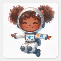 Astronautenamerikanisches Mädchen mit Afro Puffs