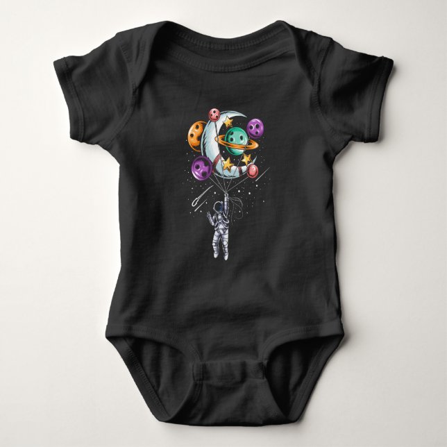 Astronautenballon-Planeten-Illustrationen Baby Strampler (Vorderseite)