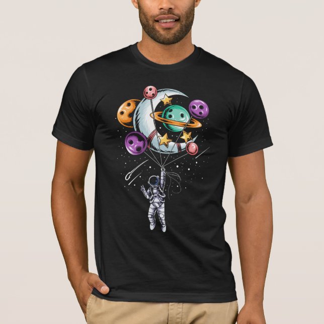 Astronautenballon-Planeten-Illustrationen T-Shirt (Vorderseite)