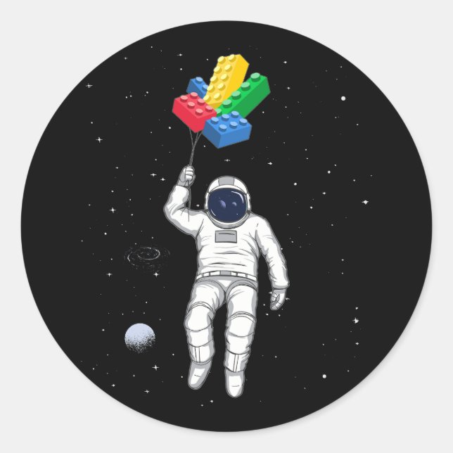 Astronautenbauer, Gebäude-Blöcke Runder Aufkleber (Vorderseite)