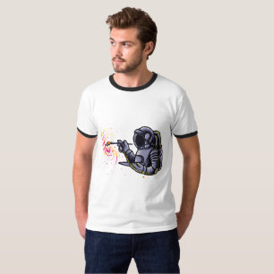 Astronautenfarbe auf der Aufkleber im Weltraum T-Shirt