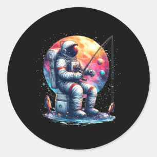 Astronautenfischen im Weltraum Jungen Mädchen Kind Runder Aufkleber