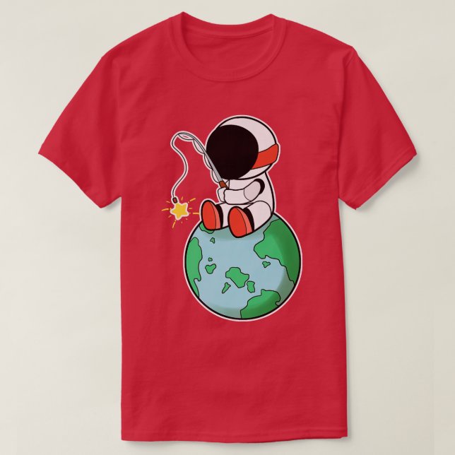 Astronautenfischerei auf der Erde Premium-T - Shir T-Shirt (Design vorne)