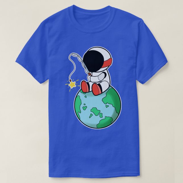 Astronautenfischerei auf Erden T-Shirt (Design vorne)