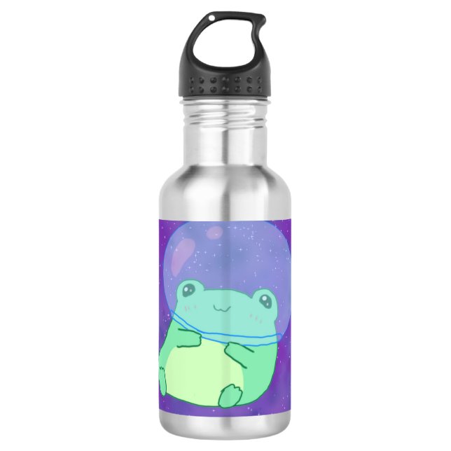 Astronautenfrosch Edelstahlflasche (Vorderseite)
