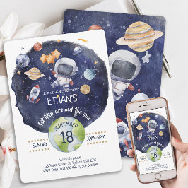 Astronautengalaxie Personalisieren 1. Geburtstag P Einladung