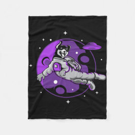 Astronautenhund fliegt im Weltraum Fleecedecke