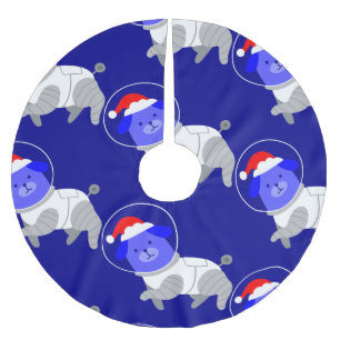 Astronautenhund hässlich Weihnachtssanta Polyester Weihnachtsbaumdecke