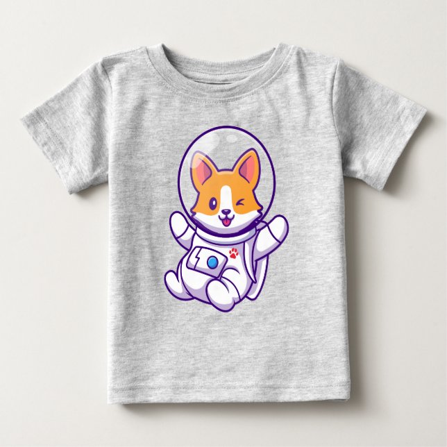 Astronautenhund Niedlicher Hundedesign Baby T-shirt (Vorderseite)