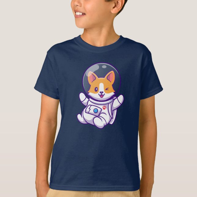 Astronautenhund Niedlicher Hundedesign T-Shirt (Vorderseite)