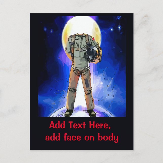 Astronautenkarte, Text & Bild bearbeiten, personal Postkarte (Vorderseite)