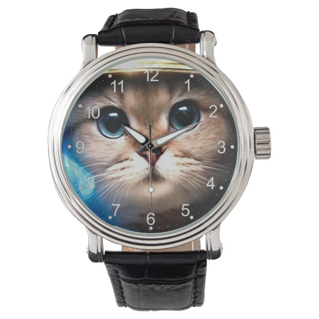 Astronautenkatze Armbanduhr (Vorderseite)