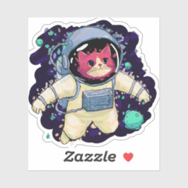 Astronautenkatze farbig aufkleber