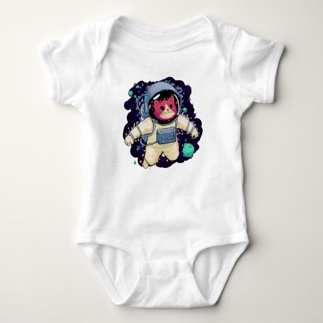 Astronautenkatze farbig baby strampler (Vorderseite)